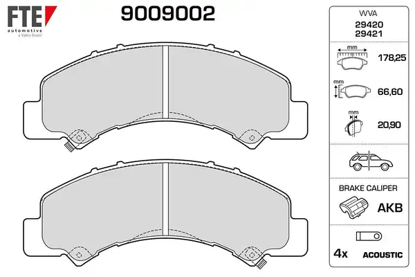 FTE 9009002 | Arka Fren Disk Balatası Isuzu N Wide Nnr Nlr85 Euro5 6