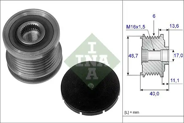 INA 535008510 | Alternatör Kasnağı (Opel: Vectra C (Z02) 3.0 CDTI 03-08 / Saab: 9-5 3.0 01-09)