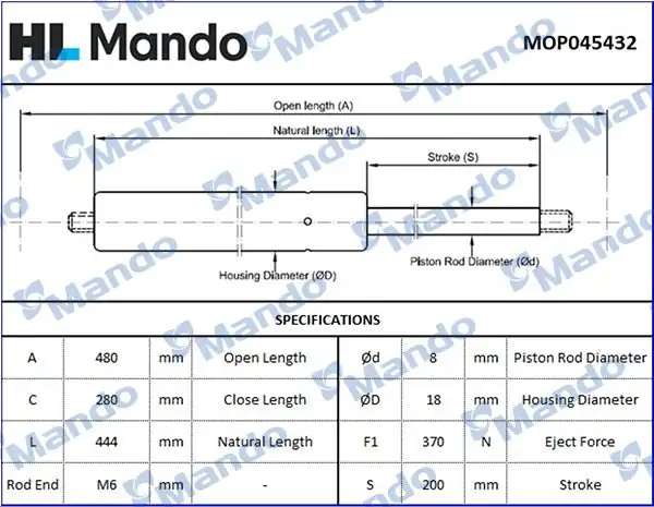 MANDO MOP045432 | Hyundai Getz 02 Bagaj Amortisörü