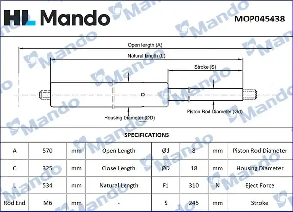 MANDO MOP045438 | Hyundai İ30 07 11 Bagaj Amortisörü