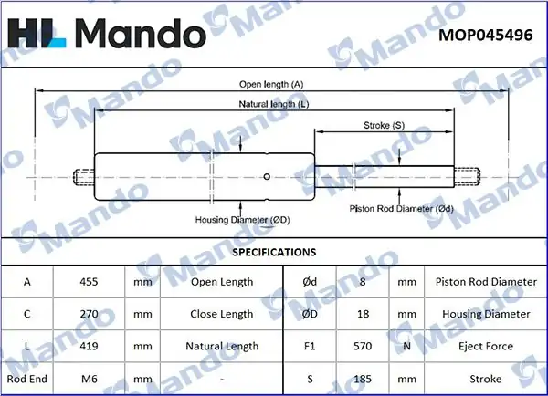 MANDO MOP045496 | Kia Sportage 10-Bagaj Amortisörü