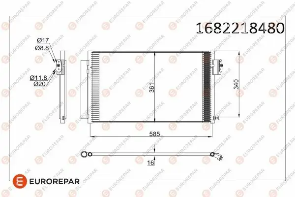 MOPAR Psa 1682218480 Erp Klima Radyatörü Fiat 500l Tipo 351 352 356