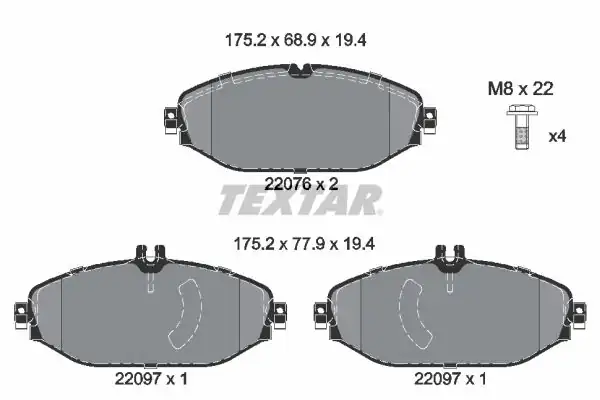 TEXTAR 2207601 | Fren Balatası 205 213 Ön Mercedes 205 213 253 2016