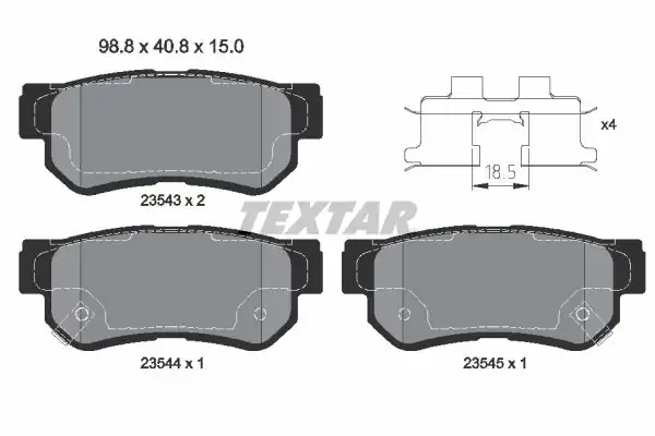 TEXTAR 2354301 | Fren Balatası Santafe Sonata Getz 03 06 Arka