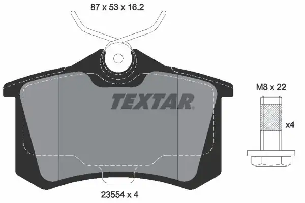 TEXTAR 2355406 | Fren Balatası Arka Megane II Laguna Golf III IV Passat III Polo C3 C4 P307 Audi A3 A4 1086284