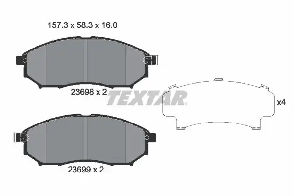 TEXTAR 2369801 | Fren Balatası Navara Pathfinder Qashqai 03-06-Ön