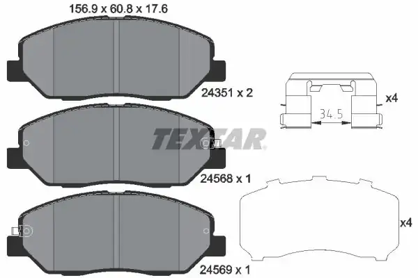 TEXTAR 2435101 | Fren Balata Seti Santa Fe / Sorento / Korando / Rexton / Musso 06-Ön