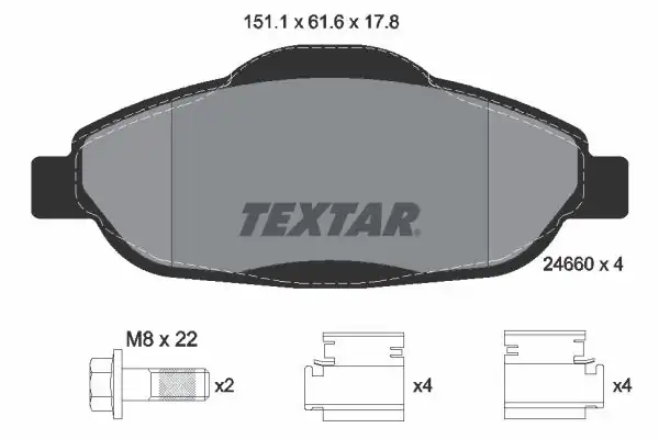 TEXTAR 2466001 | Fren Balatası Peugeot 308 3008 2008 5008 07 Ön