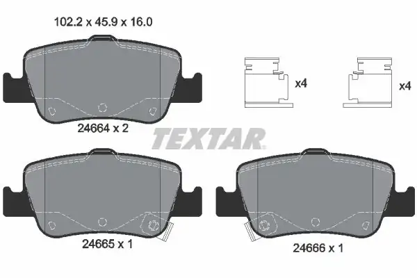TEXTAR 2466401 | Fren Balatası Auris Corolla 07 13 Arka