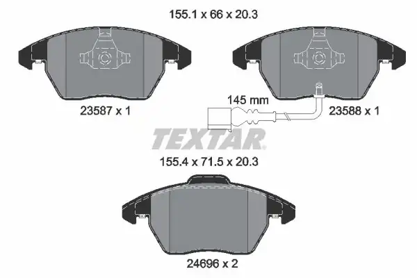 TEXTAR 2469602 | Fren Balata Seti Golf5 Golf6 Jetta Caddy Passat Leon Bm 04
