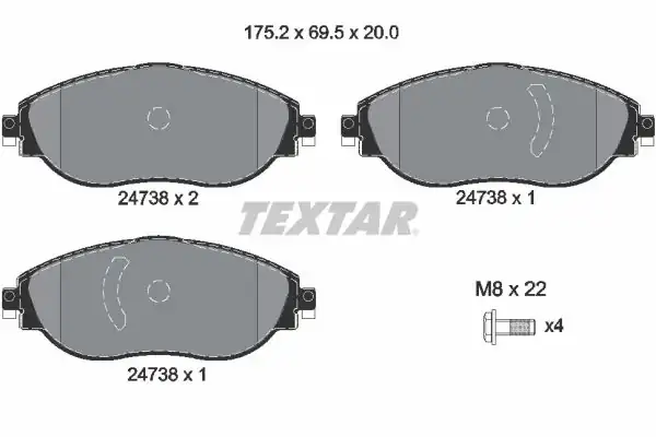 TEXTAR 2473806 | Fren Balatası Ön Passat Tiguan Arteon Bm 15