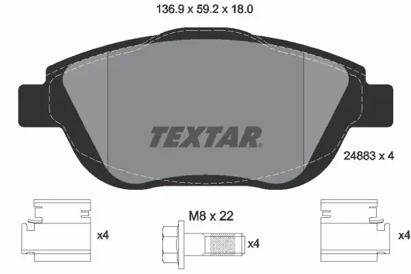 TEXTAR 2488301 | Fren Balatası Opel Crossland X Corsa F 15 İnç Ön