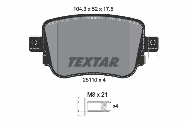TEXTAR 2511001 | Fren Balatası Arka Caddy Sharan A1 Q3 15