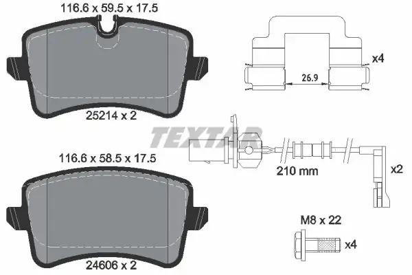 TEXTAR 2521403 | Fren Balatası Arka A4 A5 A6 A8 Q5