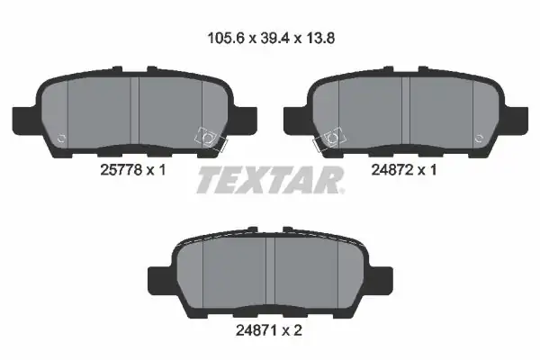TEXTAR 2577801 | Fren Balata Seti Juke (F15) Pulsar (C13) Grand Vitara (JT) 2.0/2.4/1.9 Ddis 09-15 BM 10-