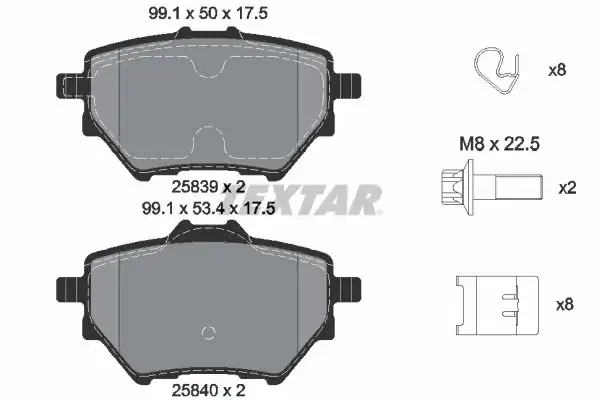 TEXTAR 2583901 | Fren Balatası Opel Grandland X Combo E 268mm Arka