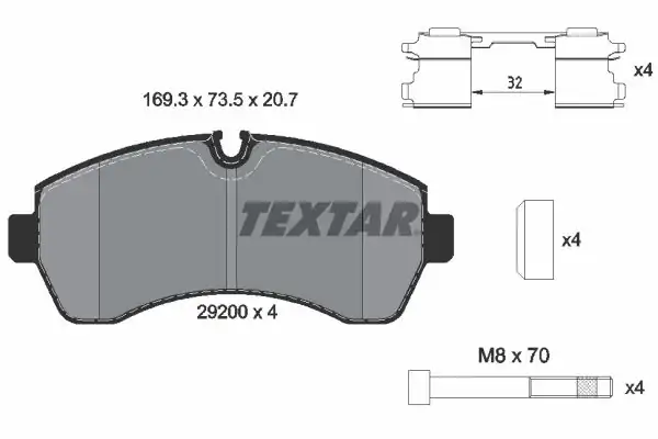 TEXTAR 2920002 | Fren Balatası Ön W906 907 910 Crafter Sprinter Bm 06 1649623