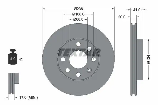 TEXTAR 92029603 | Fren Diski Opel Astra F Vectra A Corsa B Combo B 1 4 1 6 Ön 2 Adet