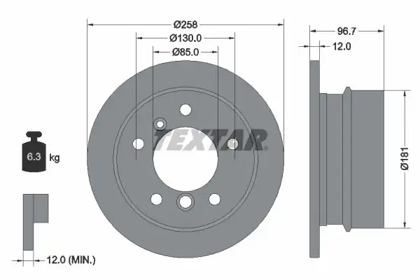 TEXTAR 92137503 | Fren Diski Spr Arka Küçük D Cap 130 mm 2 Adet