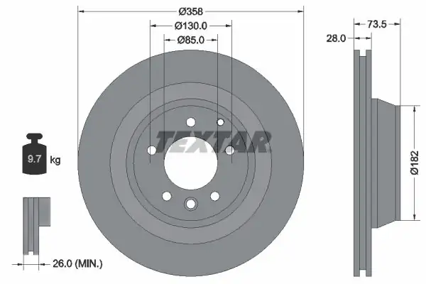 TEXTAR 92151403 | Textar Fren Diski VW Touareg Q7 Arka 358x28 2 Adet