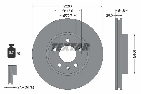 TEXTAR 92165405 | Fren Diski Opel Antara Chevrolet Captiva Ön 2 Adet
