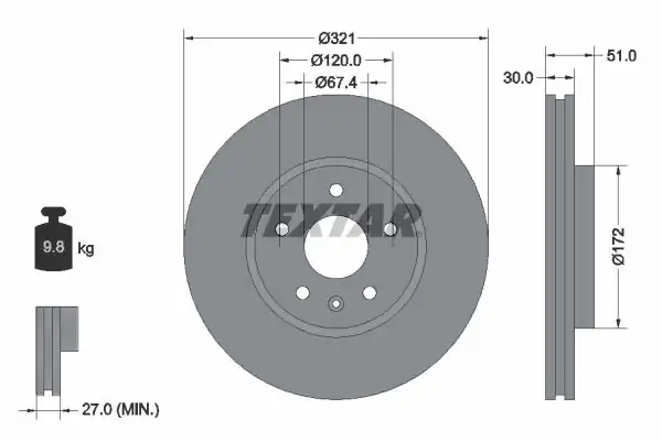 TEXTAR 92187005 | Fren Diski Opel Insignia A 17 Jant 321 mm Ön 2 Adet