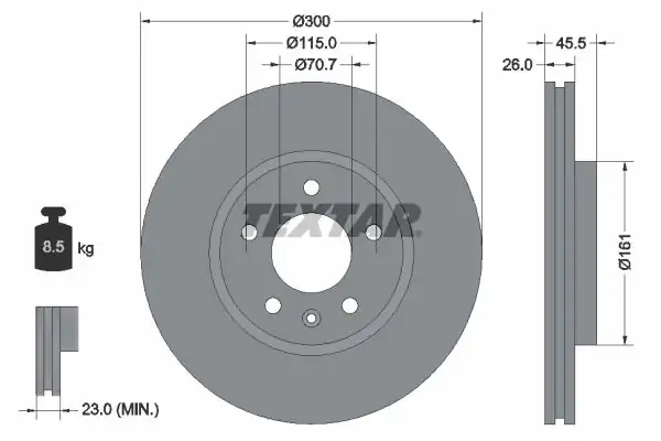 TEXTAR 92205605 | Fren Diski Opel Astra J Cruze 1 6 2 0d 300mm Ön 2 Adet