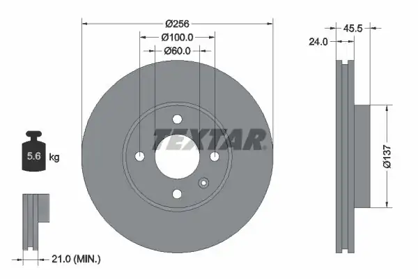TEXTAR 92241400 | Fren Diski Chevrolet Aveo T300 14 Jant Ön 2 Adet