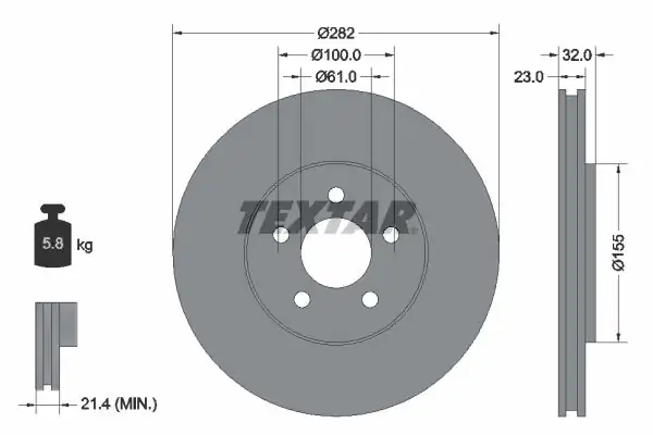 TEXTAR 92269303 | Fren Diski Chr. Cırrus / Sebrıng / Stratus 2.0 / 2.4 Ön | 2 Adet