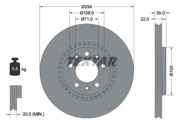 TEXTAR 92287103 | Fren Diski Opel Vivaro C Zafira Life 294mm Arka 2 Adet