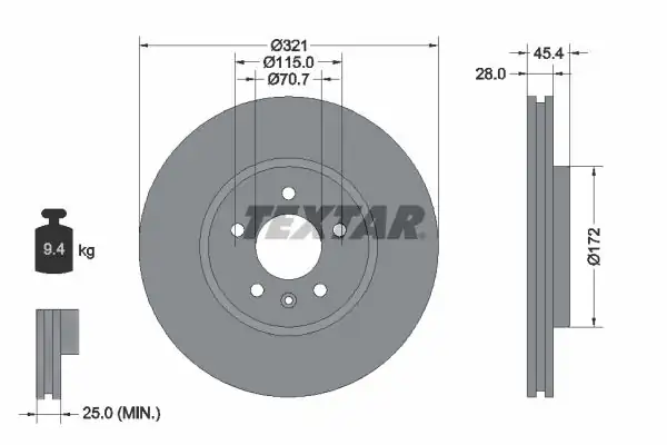 TEXTAR 92305505 | Fren Diski Opel Insignia B 17 18 İnç 321mm Ön 2 Adet