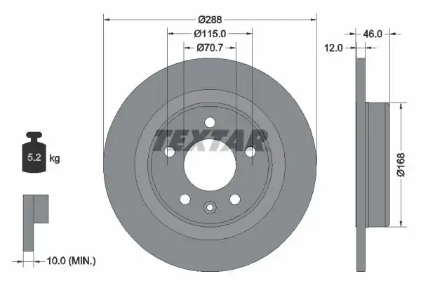 TEXTAR 92314603 | Textar Fren Diski Opel Insignia B 16 Jant 288mm Arka 2 Adet