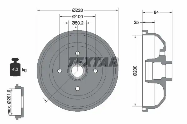 TEXTAR 94009900 | Fren Kampanası Opel Corsa B Tigra A ABS siz