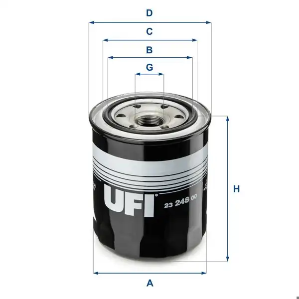 UFI 23.248.00 | Filtre Yağ Toyota Hilux 89/97 Hiace 90/ Ranger B2500 2.4 D 89-97