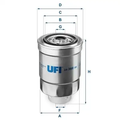UFI 24.366.00 | Filtre Mazot Hyundai H100/Starex 98-08, Mitsubishi L200/L300, Bongo/K2500/Pregio 2.5 94>