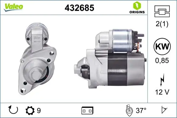 Valeo 432685 Renault Clio III Modus Twingo 1 2 16v Marş Motoru 12v 9 Dış 0 9kw