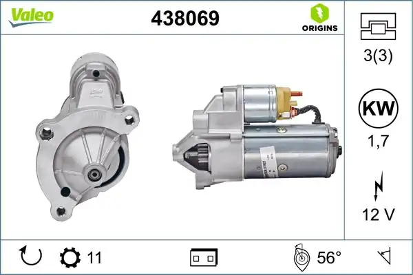 Valeo 438069 Marş Motoru 12v 11 Dış 1 7 KW Citroen Berlingo 1 9d 96 04 Peugeot Partner 1 9d 96 04 407 2 0 Hdi 04