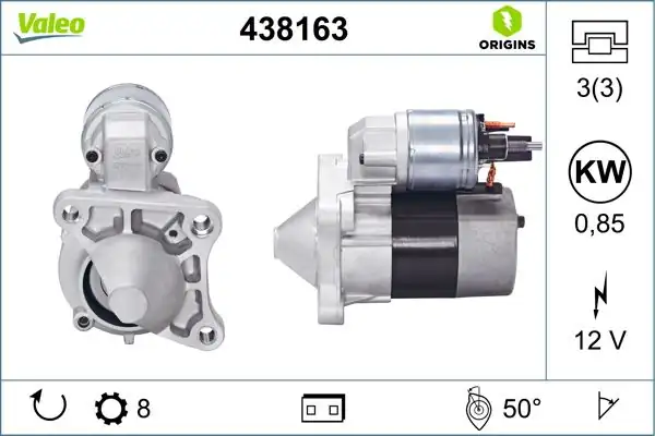 Valeo 438163 Marş Motoru Komple 12v Renault Megane Symbol Clio Fluence Dacia Logan 1 4 1 6 16v