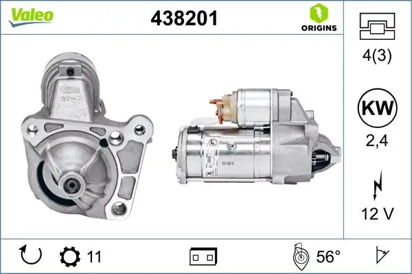 Valeo 438201 Marş Motoru 12v 11 Dış 2 4 KW Renault Laguna 1 9dci 05 Scenic 1 9dci 05
