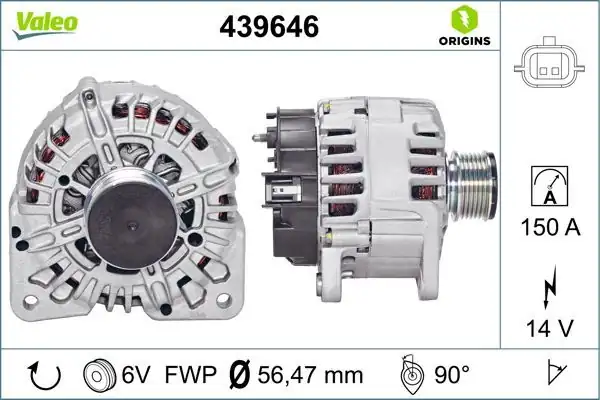 Valeo 439646 Alternatör 12 V 150a Renault Clio 05 Kangoo 08 Megane 03 09 1 5 dCi 1638743
