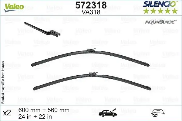 Valeo 572318 Silencio Aquablade Flat Blade Va318 X2 600 560 mm Mercedes Benz S Class Coupe Cabrıolet İ