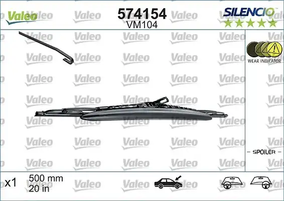 VALEO 574154 | Silecek (X1) (Opel Astra Corsa 3 / 5K (Spoylerlı) 500mm