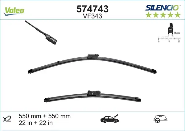 Valeo 574743 Silgi Supergesi Tk 55 55cm VW Beetle 2 New Beetle 2