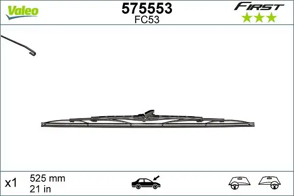 VALEO 575553 | Silecek Süpürgesi Tek 53Cm Clio II Traffic 98-