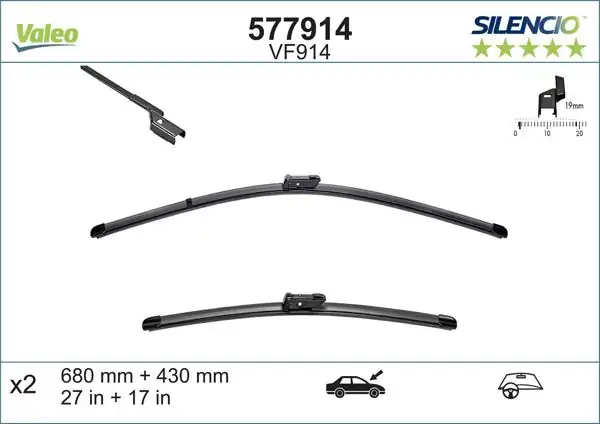 VALEO 577914 | Silecek Takım Opel Grandland X Tesla Model S Jaguar Xe Xf