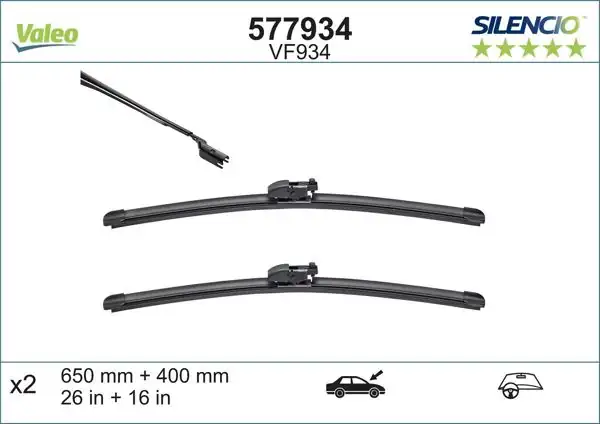 VALEO 577934 | Ön Silecek Takımı 650/400 Toyota C-HR