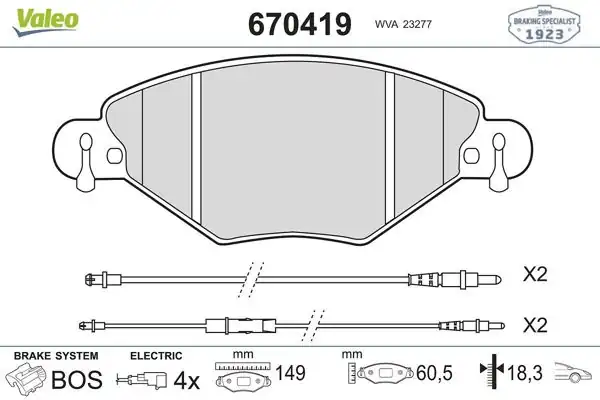 VALEO 670419 | Fren Balata Ön 01-C.5 Tum + Fs