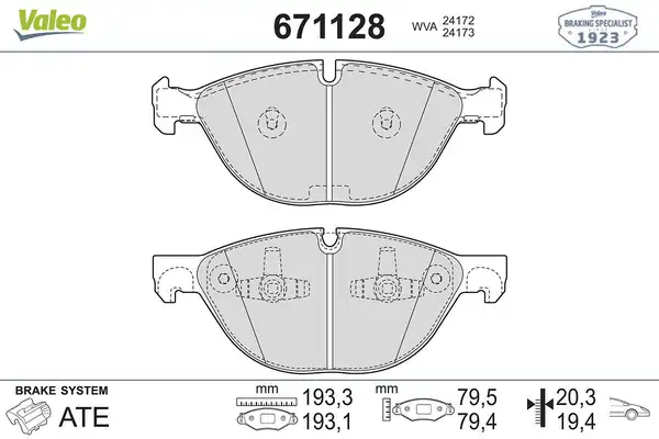 Valeo 671128 Fren Balata Ön Bmw X5 E70 X6 E71 E72 3 0sd 4 8i 193mm