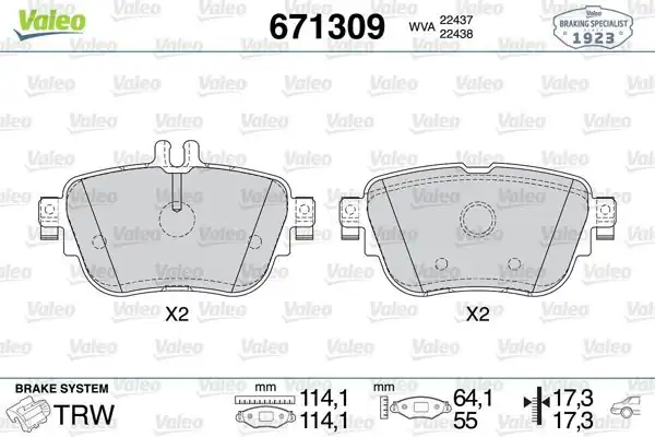 VALEO 671309 | Fren Balata Arka 16-E-Seri (W213)