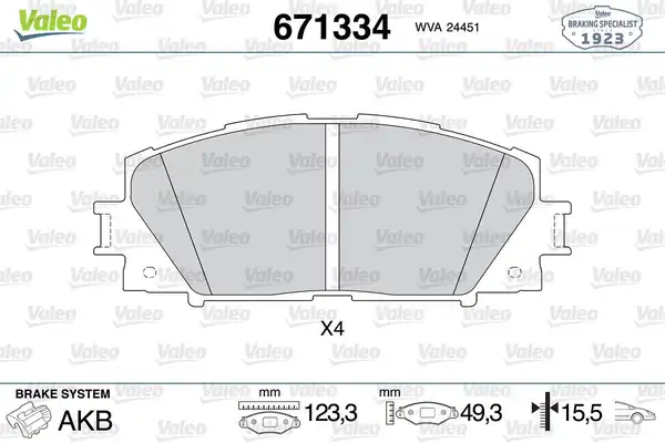 Valeo 671334 Fren Balatası Ön Toyota Prius 1 8 09 Toyota Prius Phv 1 8 16